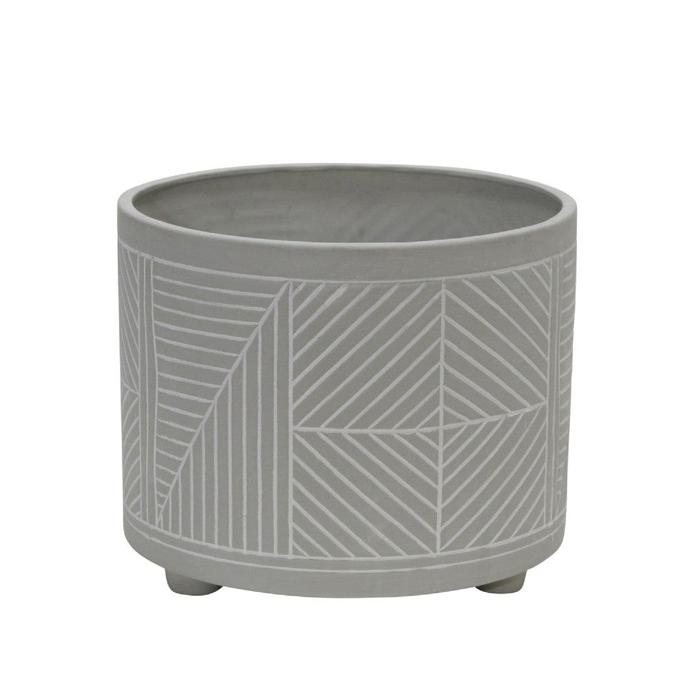 Planter with Round Shape and Lattice Pattern Set of 2 Gray By Casagear Home BM263832