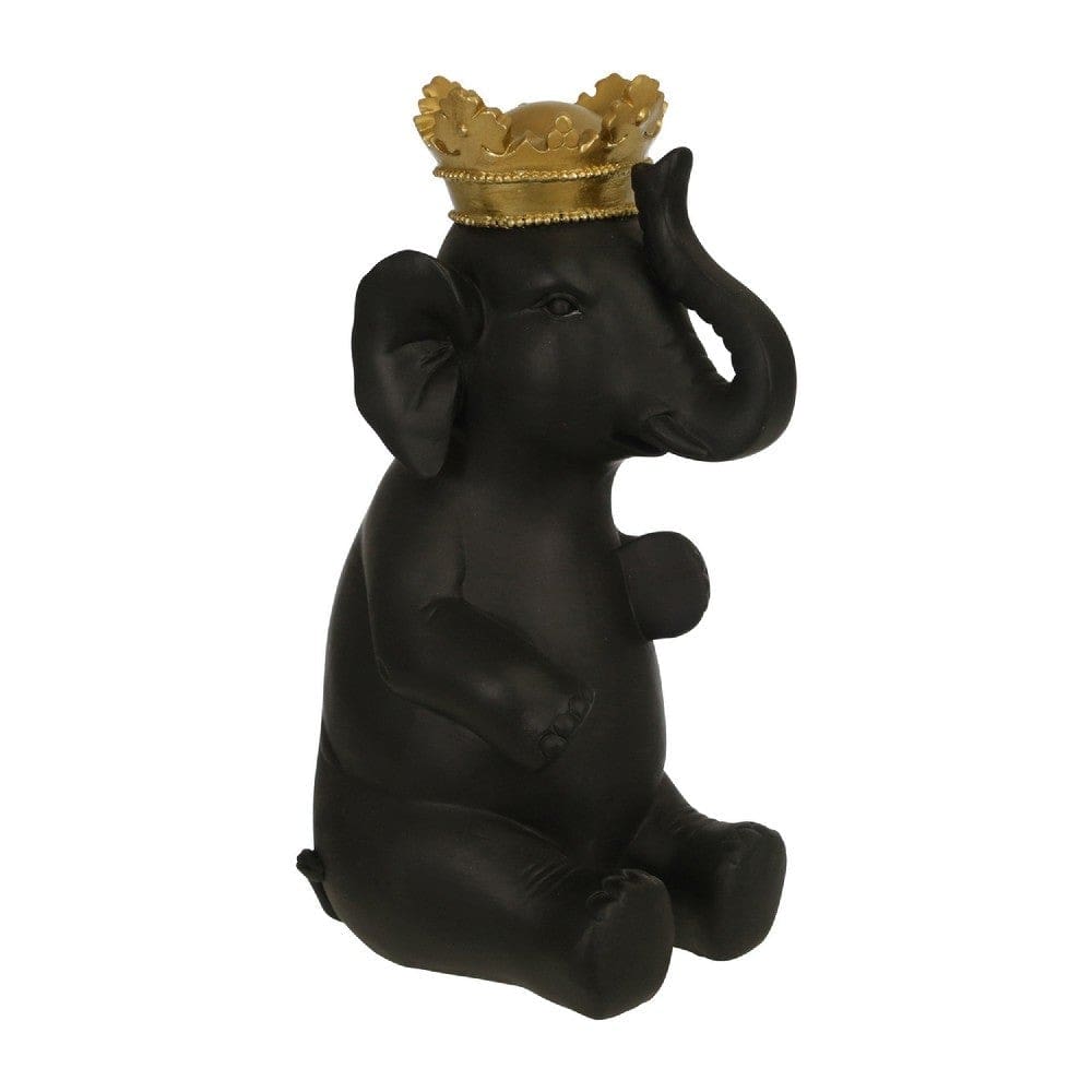 Nala Accent Decor | Sitting Elephant | Crown Top | Black