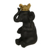 Sitting Elephant Accent Decor with Crown Top Black By Casagear Home BM263840