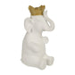 Sitting Elephant Accent Decor with Crown Top, White By Casagear Home