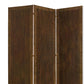 Metal 3 Panel Screen with Textured Nub Head Accent Borders Brown - BM26471 By Casagear Home BM26471