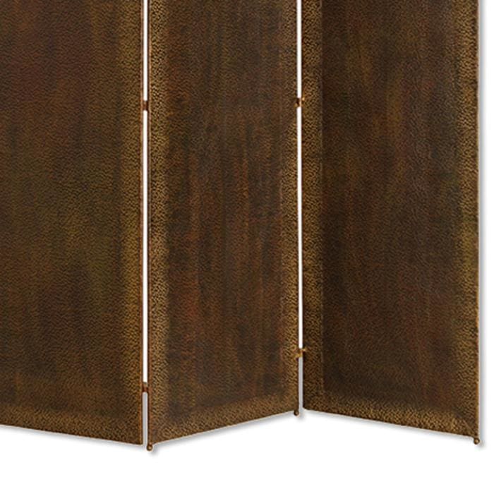 Metal 3 Panel Screen with Textured Nub Head Accent Borders Brown - BM26471 By Casagear Home BM26471