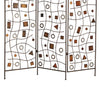 Foldable Metal Screen with Geometrical Design and 3 Panels Brown - BM26500 By Casagear Home BM26500