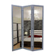 Vivian Room Divider | 3 Panel | Mirror Encased | Light Gray & Silver