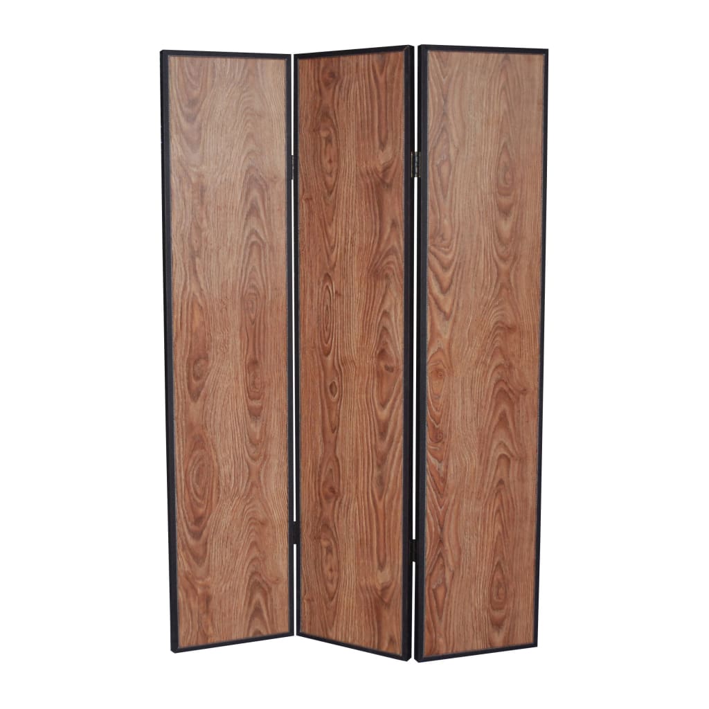 3 Panel Foldable Wooden Screen with Grain Details, Brown - BM26601 By Casagear Home