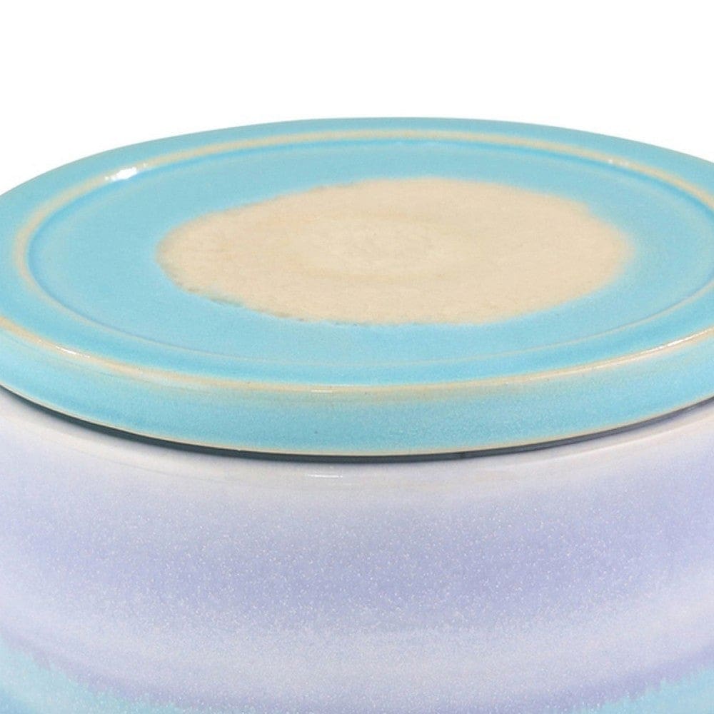 Storage Jar with Round Ceramic Shape and Lid Blue By Casagear Home BM266214