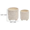 Footed Planter with Ceramic and Geometric Pattern Set of 2 Beige By Casagear Home BM266228