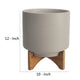Ceramic Planter with Terrazzo Design and Wooden Stand Large Light Beige By Casagear Home BM266249