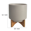 Ceramic Planter with Terrazzo Design and Wooden Stand Large Light Beige By Casagear Home BM266249