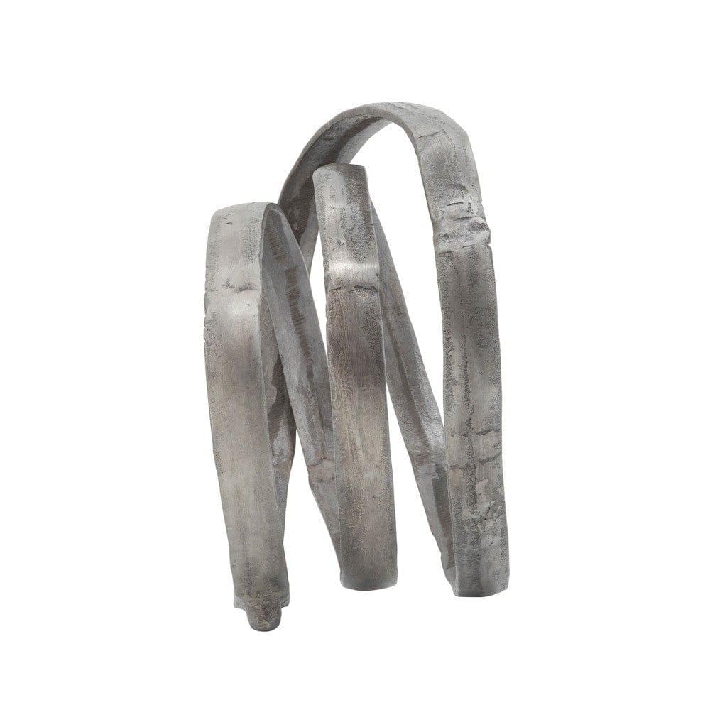 Sculpture with Metal Interconnected Ring Design Silver By Casagear Home BM266274