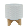 Arya Planter | Chevron Pattern | Wood Stand | Small | White