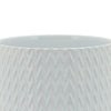 Ceramic Planter with Chevron Pattern and Wooden Stand Small White By Casagear Home BM266287