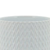 Ceramic Planter with Chevron Pattern and Wooden Stand Small White By Casagear Home BM266287