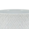 Ceramic Planter with Diamond Pattern and Wooden Stand White By Casagear Home BM266288