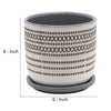 Ceramic Planter with Engraved Tribal Pattern and Saucer Gray By Casagear Home BM266291