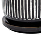 Ceramic Planter with Vertical Lines Pattern and Saucer Black and White By Casagear Home BM266292