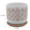 Ceramic Planter with Floral Motif Pattern and Saucer Beige and White By Casagear Home BM266296
