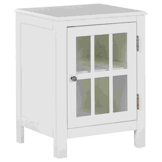 Wooden Accent Cabinet with Lattice Door Front, White By Casagear Home