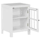 Wooden Accent Cabinet with Lattice Door Front White By Casagear Home BM266417