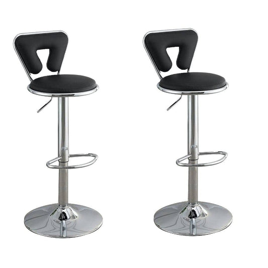 Adjustable Barstool with Round Seat and Stalk Support, Set of 2, Black By Casagear Home