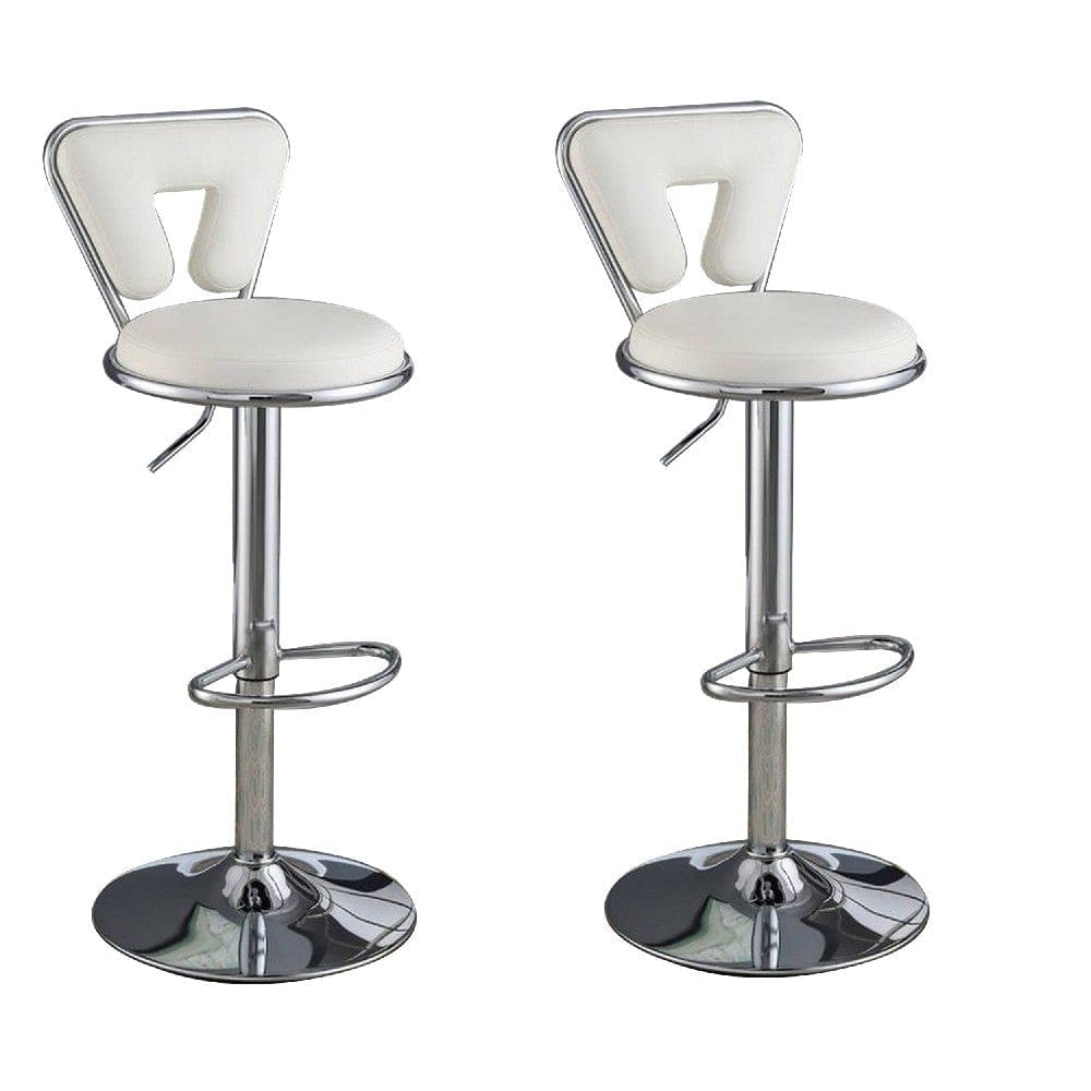 Adjustable Barstool with Round Seat and Stalk Support, Set of 2, White By Casagear Home