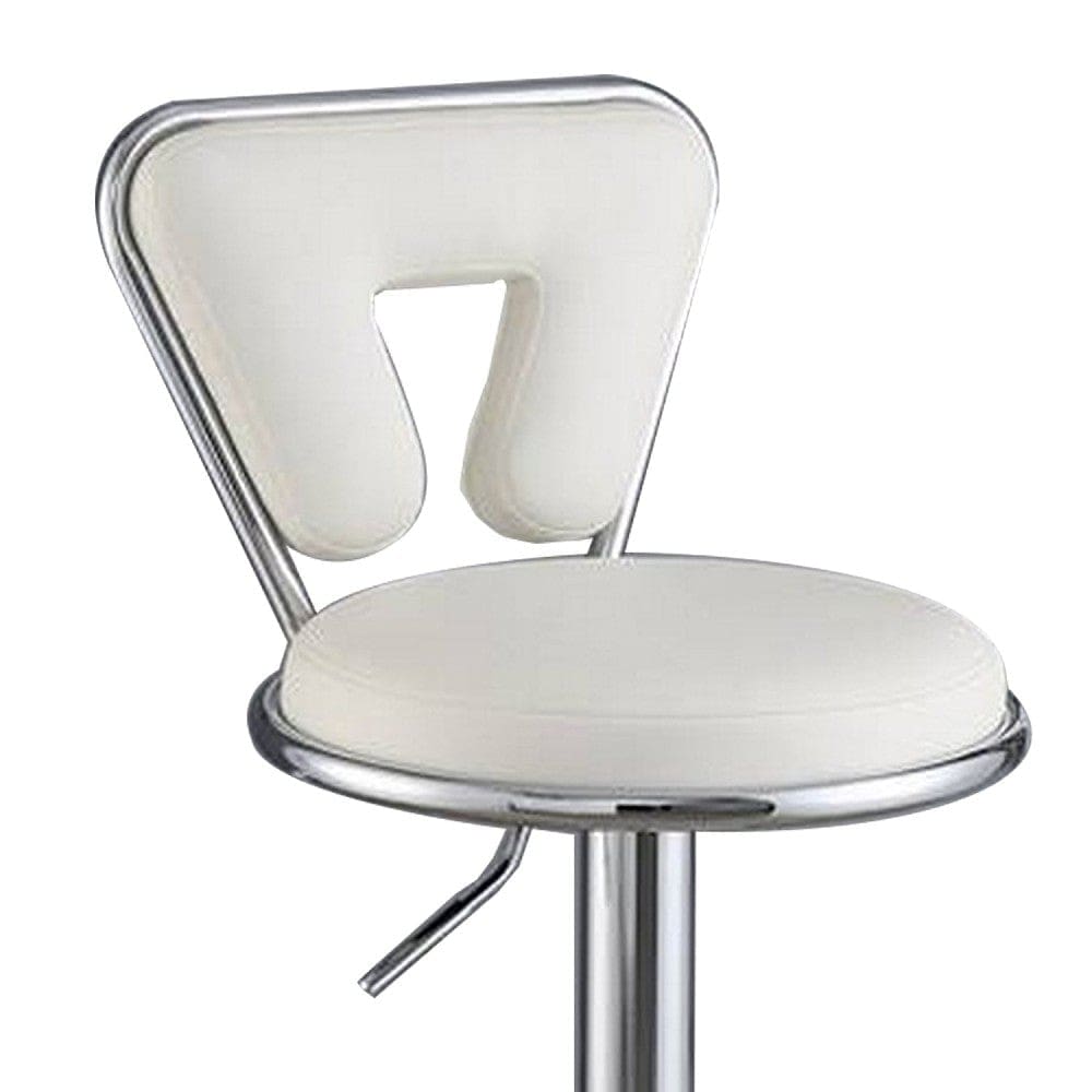 Adjustable Barstool with Round Seat and Stalk Support Set of 2 White By Casagear Home BM266468