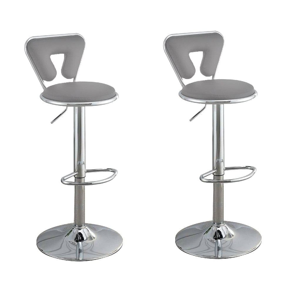 Adjustable Barstool with Round Seat and Stalk Support, Set of 2, Gray By Casagear Home