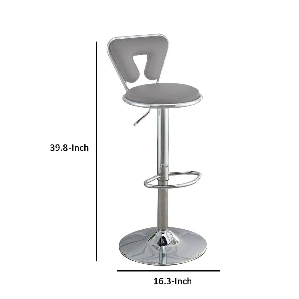 Adjustable Barstool with Round Seat and Stalk Support Set of 2 Gray By Casagear Home BM266469