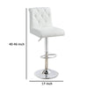 Adjustable Barstool with Rolled Button Tufted Back Set of 2 White By Casagear Home BM266471