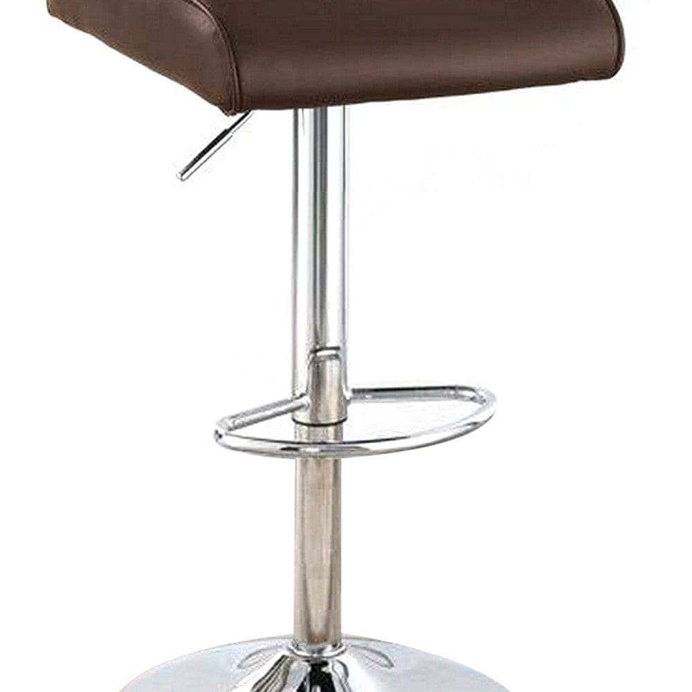 Adjustable Barstool with Rolled Button Tufted Back Set of 2 Brown By Casagear Home BM266472