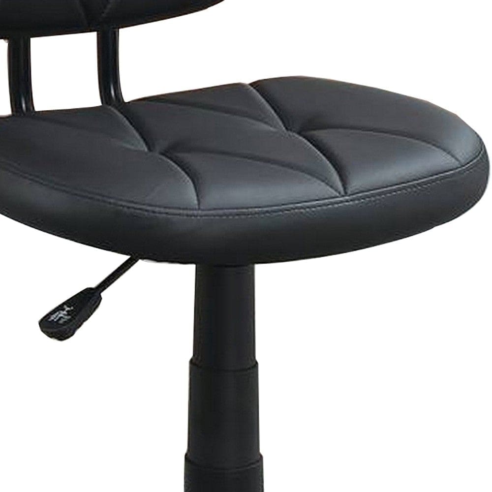 Office Chair with Adjustable Height and Diamond Stitch Black By Casagear Home BM266473