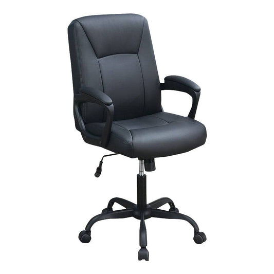 Office Chair with Curved Arms and Leatherette Upholstery, Black By Casagear Home