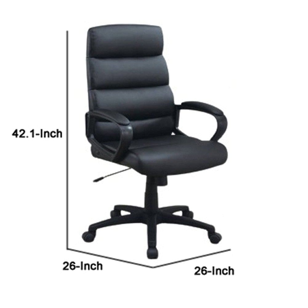 Office Chair with Horizontally Tufted Padded Back Black By Casagear Home BM266480