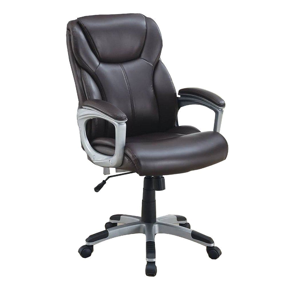 Office Chair with Adjustable Height and Casters, Brown and Silver By Casagear Home