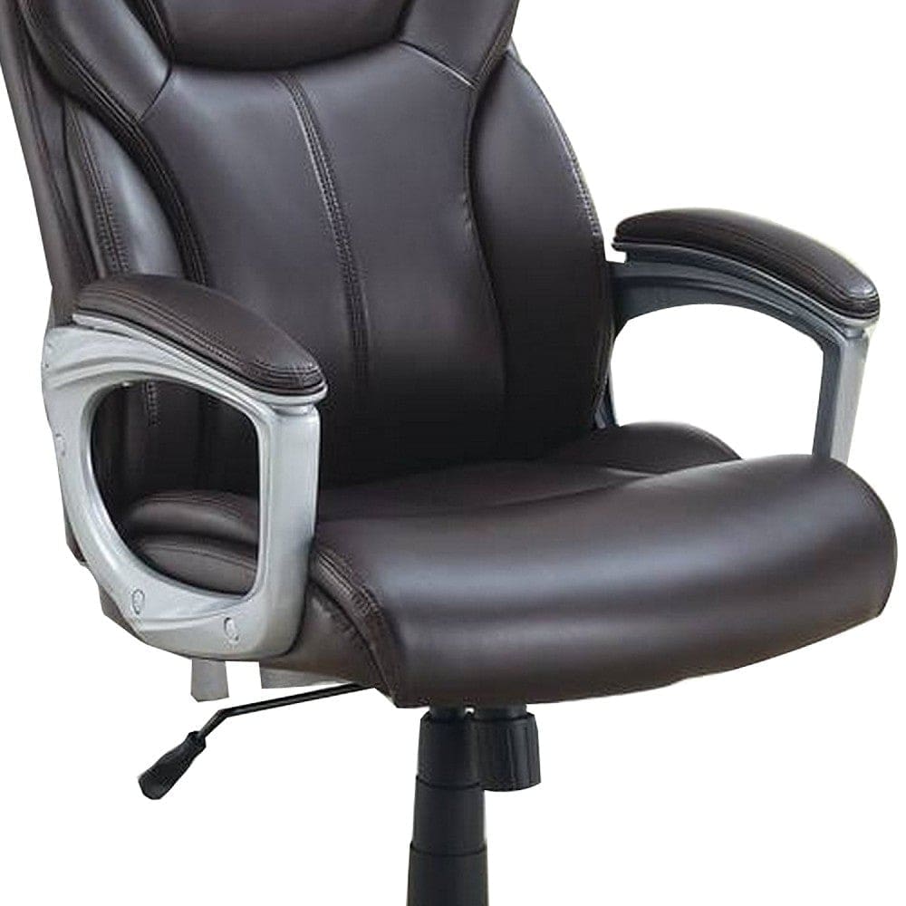 Office Chair with Adjustable Height and Casters Brown and Silver By Casagear Home BM266484