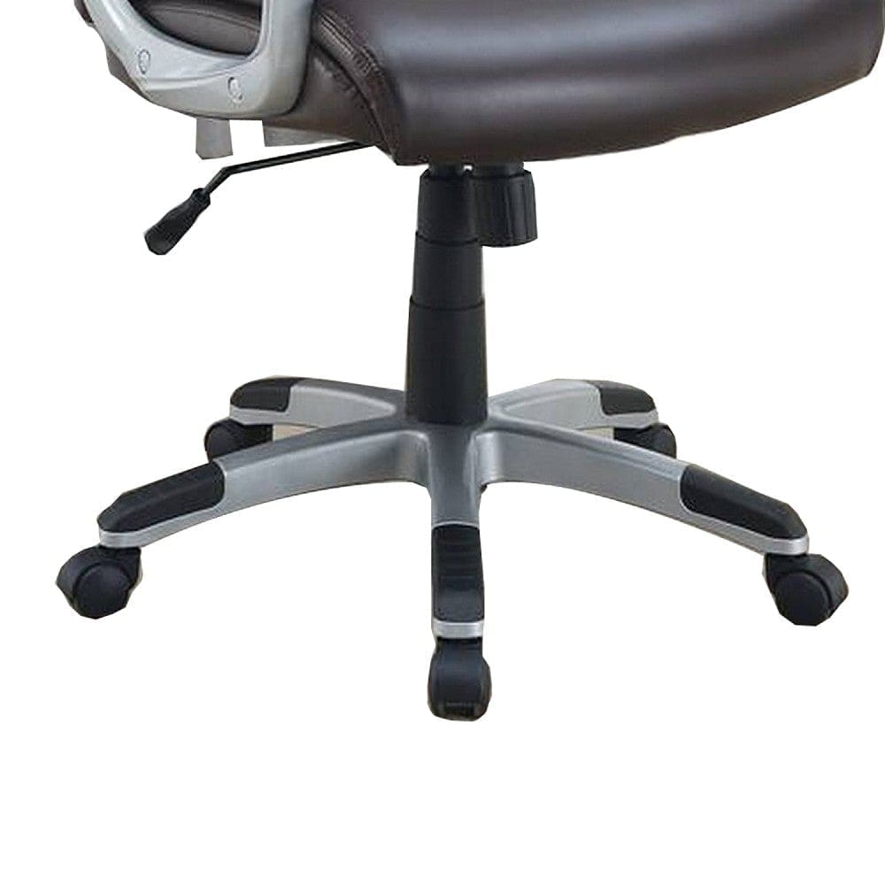 Office Chair with Adjustable Height and Casters Brown and Silver By Casagear Home BM266484
