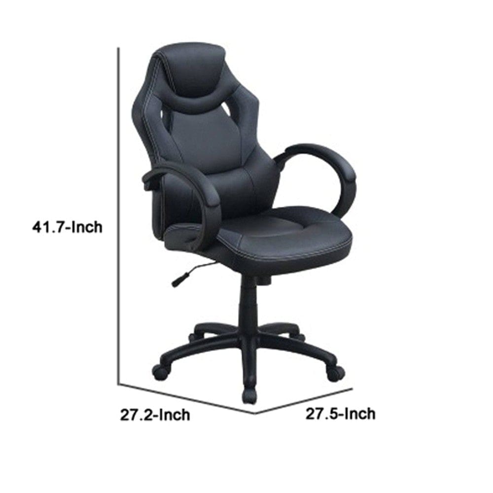 Office Chair with Curved Cut Out Padded Back Black By Casagear Home BM266485