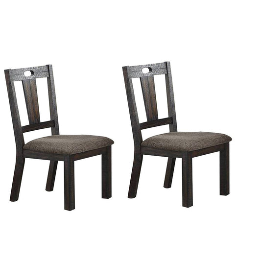 Side Chair with Padded Seat and Fiddle Back, Set of 2, Dark Brown By Casagear Home