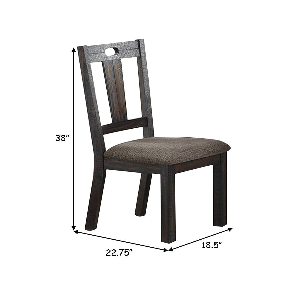 Side Chair with Padded Seat and Fiddle Back Set of 2 Dark Brown By Casagear Home BM266491