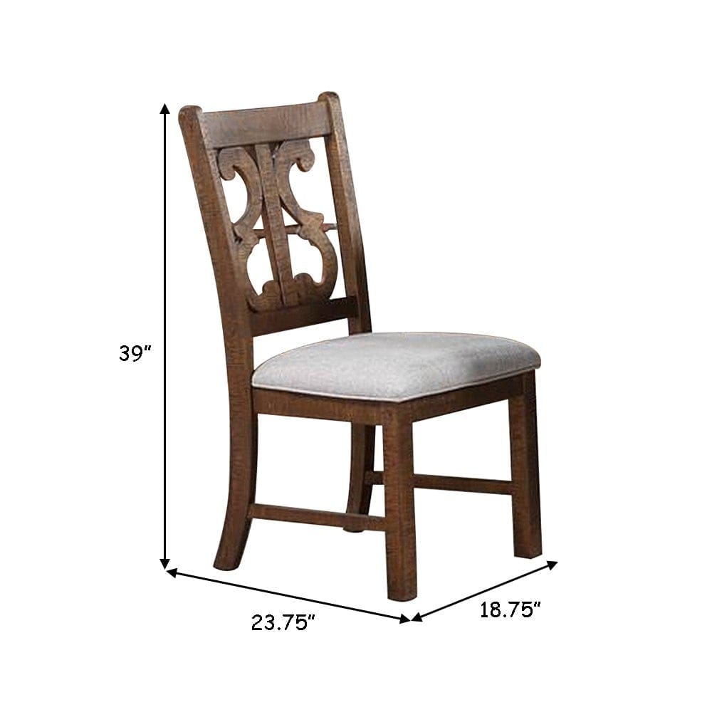 Side Chair with Fabric Seat and Cut Out Backrest Set of 2 Brown By Casagear Home BM266496
