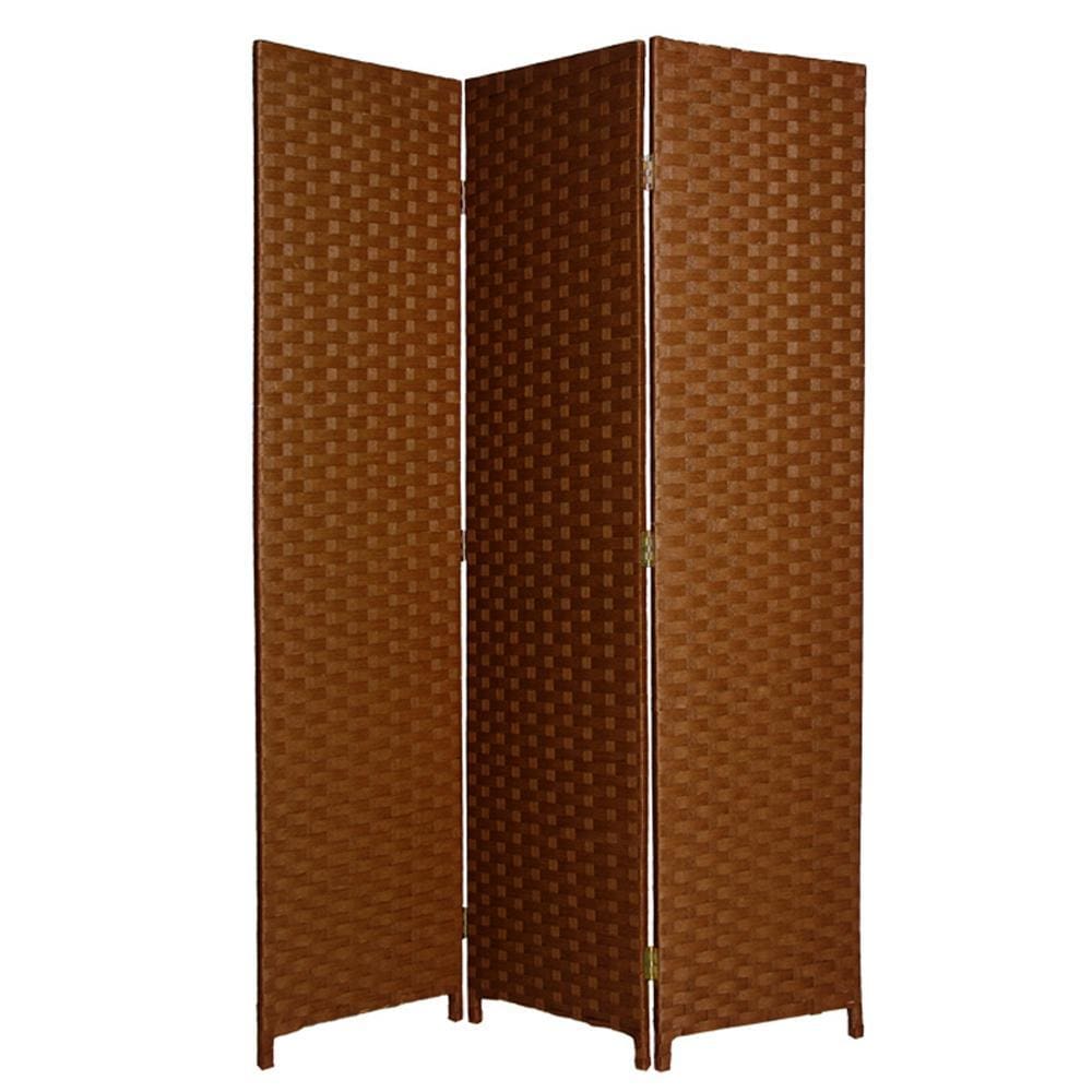 Wooden Foldable 3 Panel Room Divider with Streamline Design, Dark Brown - BM26679 By Casagear Home
