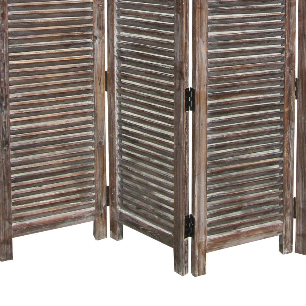 4 Panel Room Divider with Shutter Design Weathered Brown - BM26692 By Casagear Home BM26692