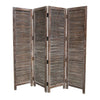 4 Panel Room Divider with Shutter Design, Weathered Brown - BM26692 By Casagear Home