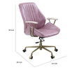 Office Chair with Leather Seat and Channel Stitching Pink By Casagear Home BM268973