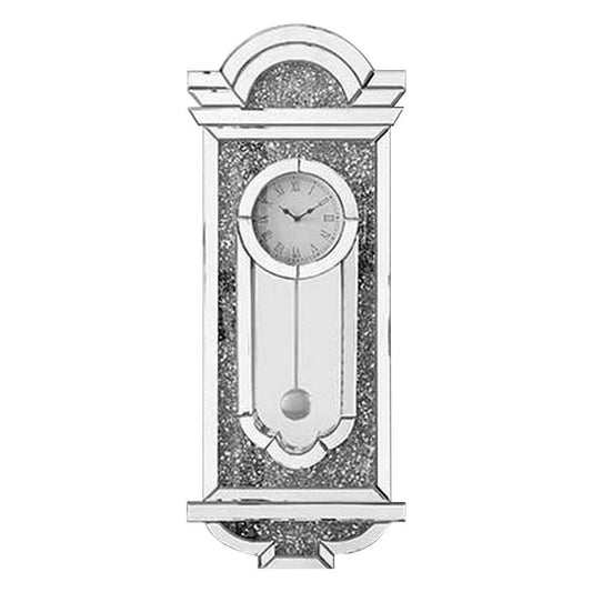 Wall Clock with Mirror Trim and Scalloped Top, Silver By Casagear Home