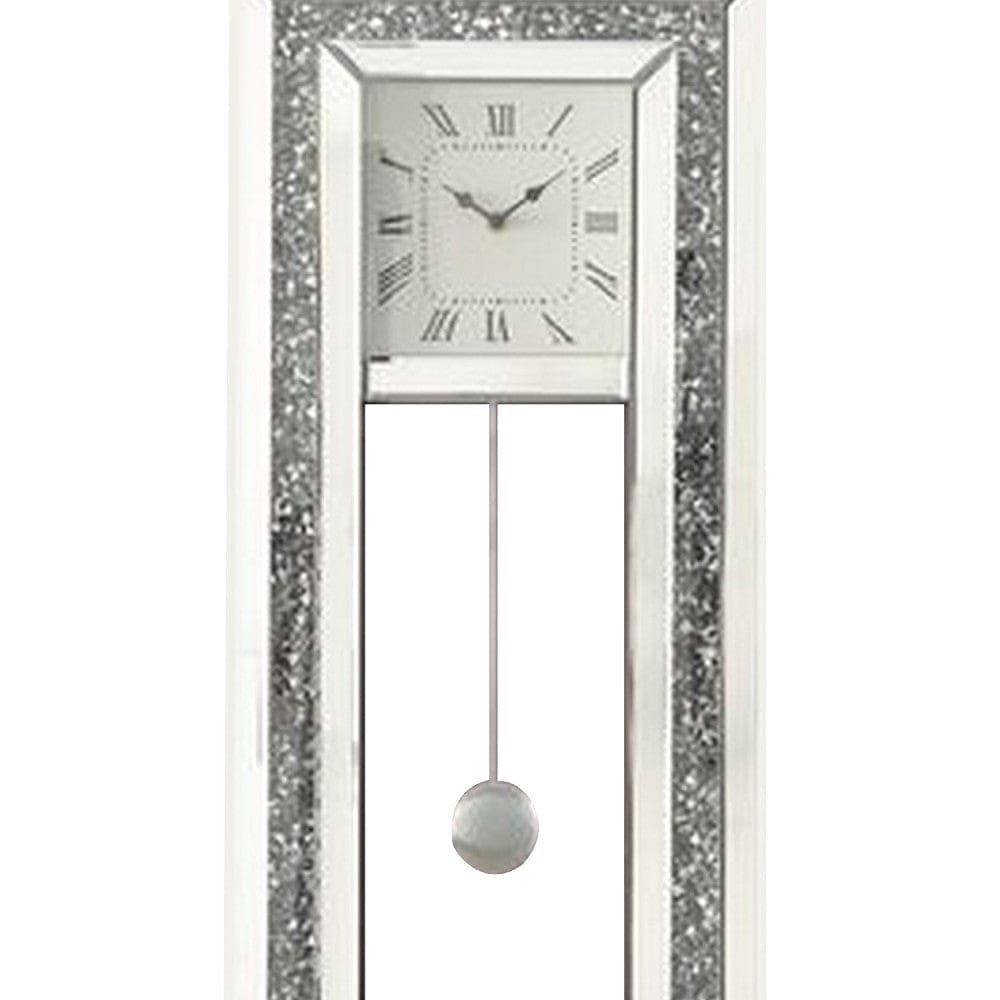 Wall Clock with Mirror Trim and Arched Top Silver By Casagear Home BM268977