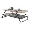 Luxe Coffee Table | Wood Top | Mesh Shelf | Brown & Black