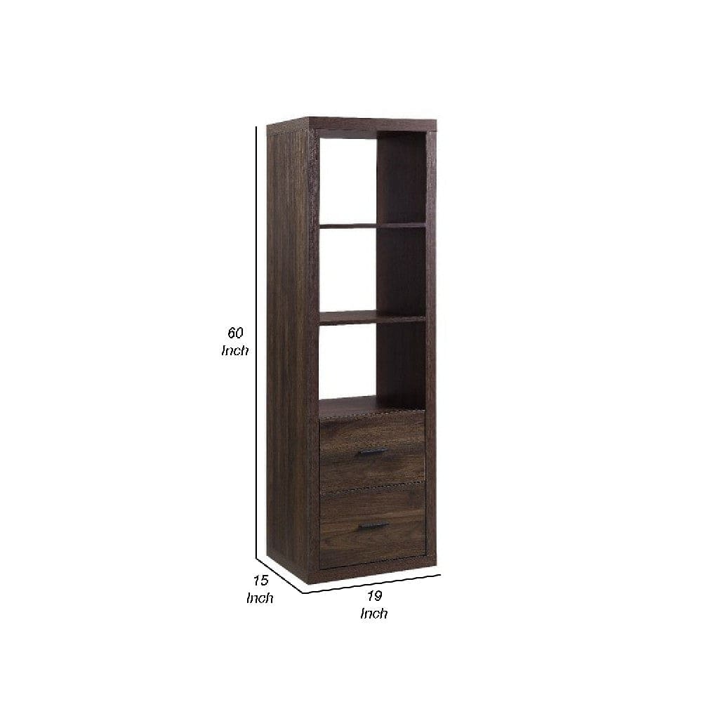 Side Pier with Wooden Frame and 2 Drawers Walnut Brown By Casagear Home BM268993
