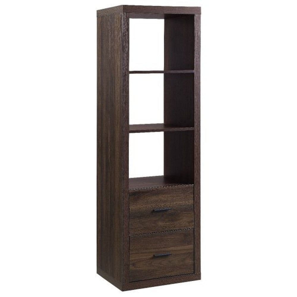 Side Pier with Wooden Frame and 2 Drawers, Walnut Brown By Casagear Home
