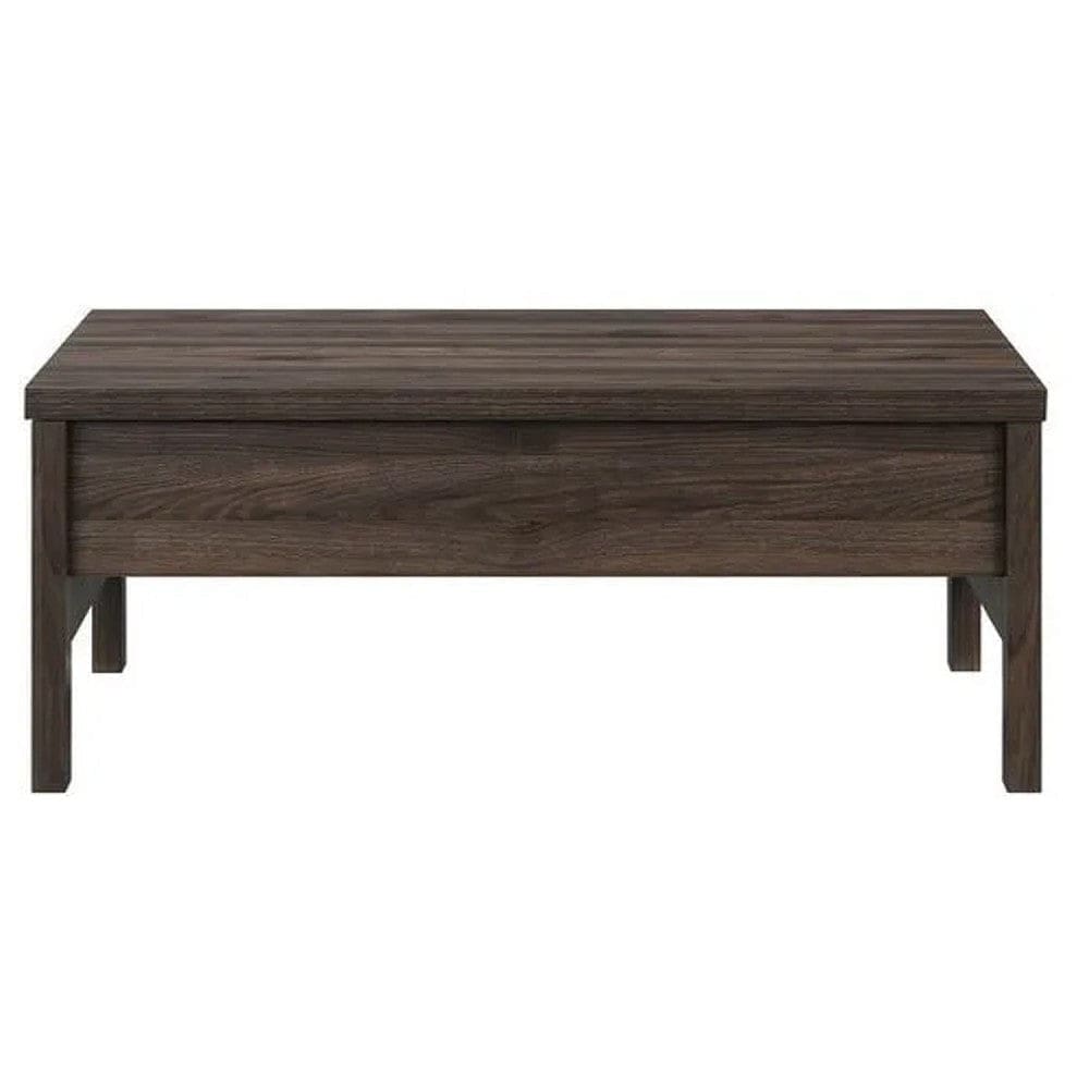 Coffee Table with Lift Top Storage and Cross Side Panel Brown By Casagear Home BM268995